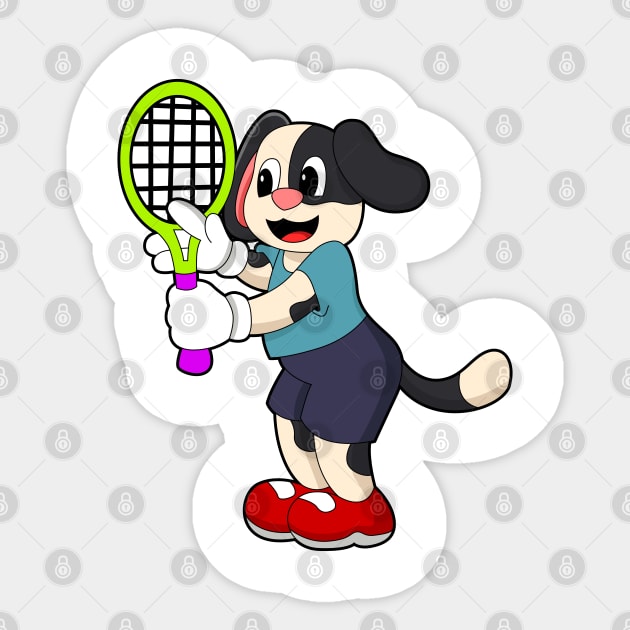 Dog at Tennis with Tennis racket Sticker by Markus Schnabel